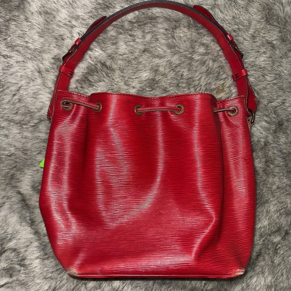 Louis Vuitton Red Epi Leather Bucket Bag w/ matching wallet